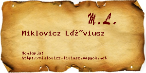 Miklovicz Líviusz névjegykártya
